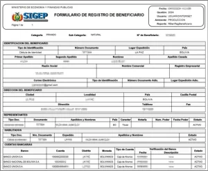 Certificado SIGEP Generado Formulario de Registro SIGEP generado