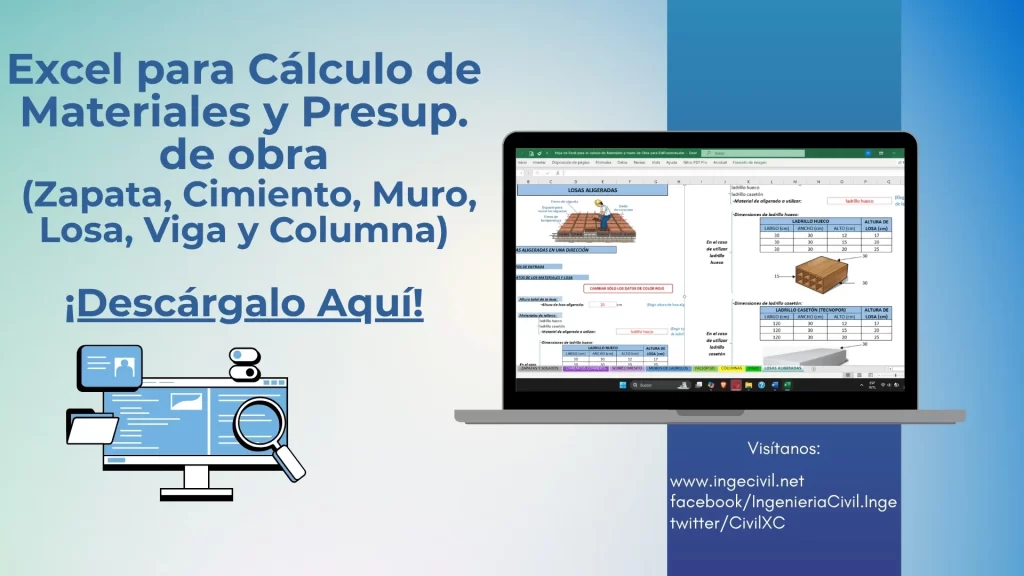 Excel para Cálculo de Materiales y Presupuesto de obra Excel para Cálculo de Materiales y Presupuesto de obra