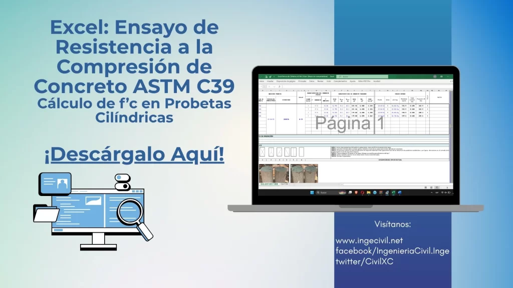 Excel Ensayo Resistencia Compresión Concreto ASTM C39 Cálculo en Probetas Cilíndricas Excel Ensayo Resistencia Compresión Concreto ASTM C39 Cálculo en Probetas Cilíndricas