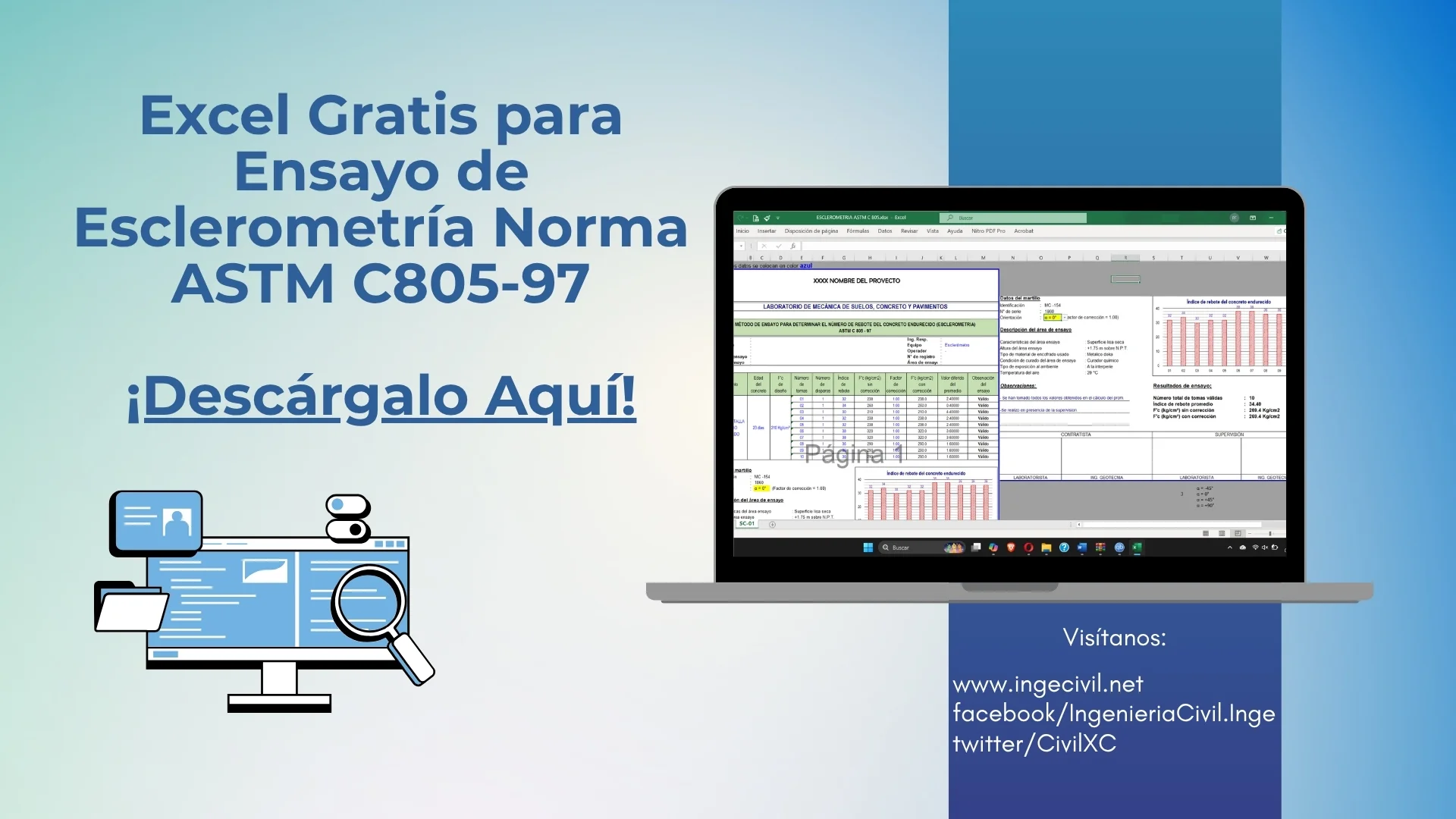 Excel para Ensayo de Esclerometría Norma ASTM C805