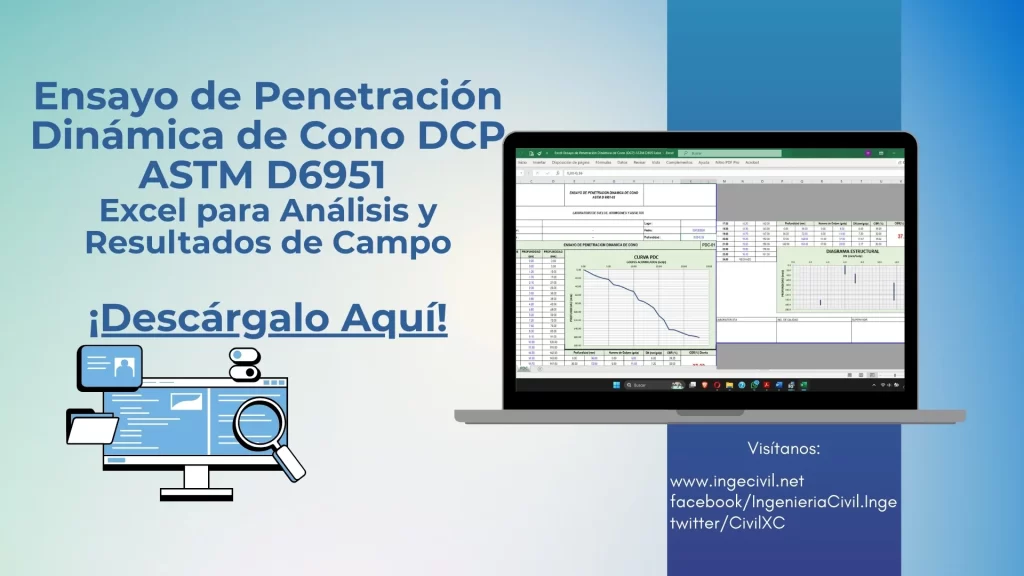 Excel Ensayo de Penetración Dinámica de Cono DCP ASTM D6951 Excel Ensayo de Penetración Dinámica de Cono DCP ASTM D6951