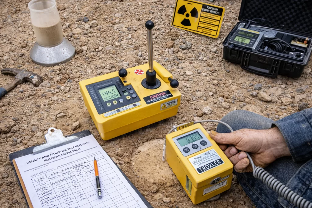 Peso unitario del suelo y del suelo-agregado en el terreno mediante métodos nucleares (ASTM 2922)