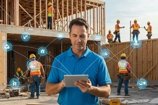 Ingeniero civil con certificación PMP dirigiendo un proyecto de construcción